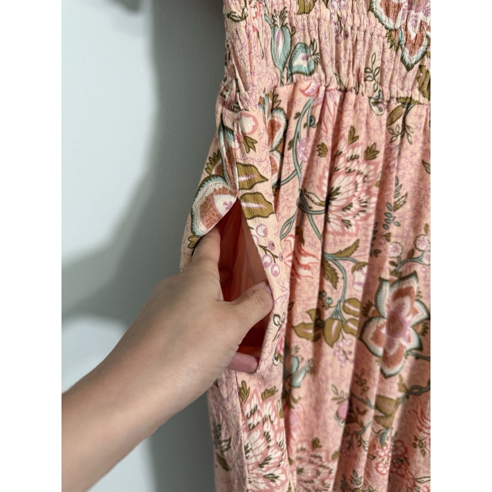 Spartina 449 Elayne Splitneck Dress Calm Waters Floral Sz M Pink Peasant - Picture 5 of 10